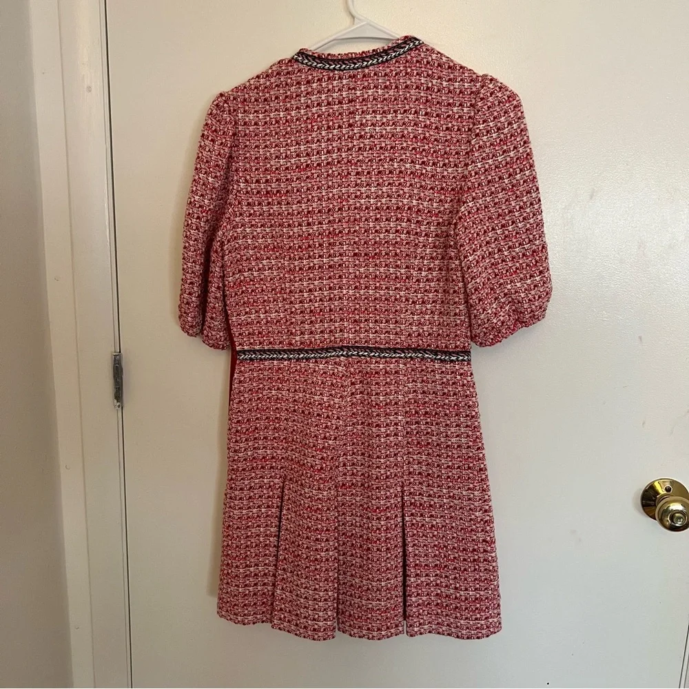 Maje Renetia Pink Tweed Puff-Sleeve Minidress NWT - Picture 6 of 8